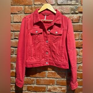 Free People Red Denim Jacket Size Small